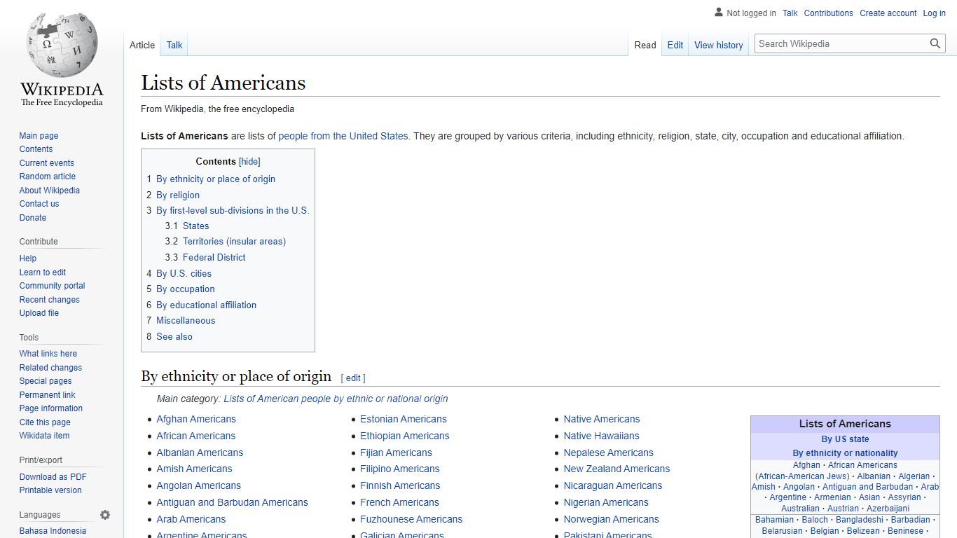 Lists of Americans - Wikipedia