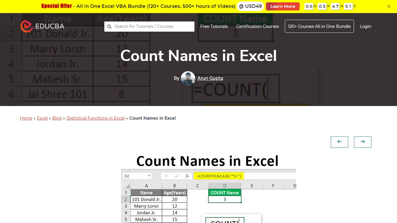 How to Count Names in Excel? (With Examples) - EDUCBA